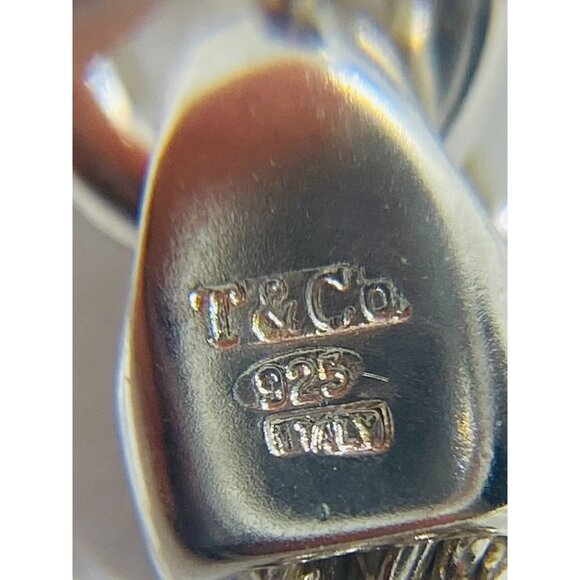 VTG Tiffany & Co. Double Heart Pendant Necklace 925 Sterling  Tiffany & Co 925 Sterling Silver Two Strand Rope Sliding Hearts Necklace 16.75\